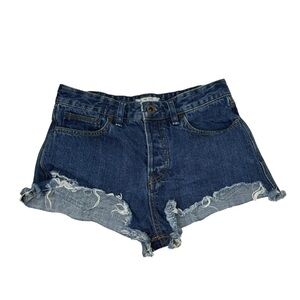 Free People Logan Denim Shorts Raw Edge 27